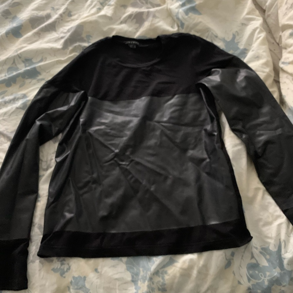 Theory cotton leather top